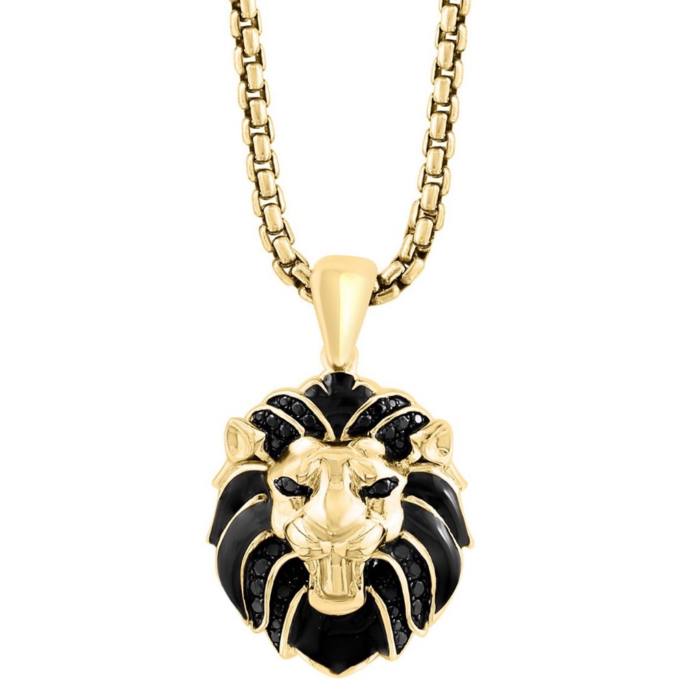EFFY Men’s Black Spinel Lion Necklace